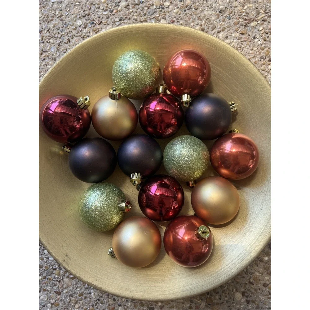 15 Thanksgiving Harvest Orange Brown Green Ball Hanging Ornament Fall Decor 2.5